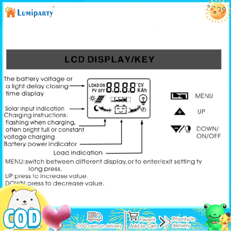 LumiParty 【Ready Stock】30A Solar Charge Controller 12V/ 24V Solar Panel Regulator With LCD Display Dual USB Port PWM Auto Paremeter