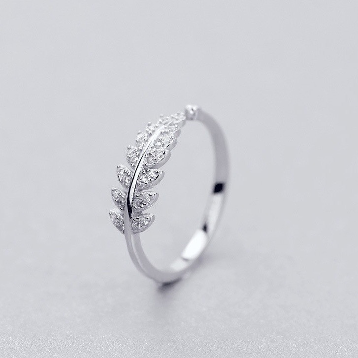 Nhẫn bạc nữ LAMY Olive Leaf Stone-Encrusted Ring Silver 8201SV - Nhẫn bạc ta cao cấp