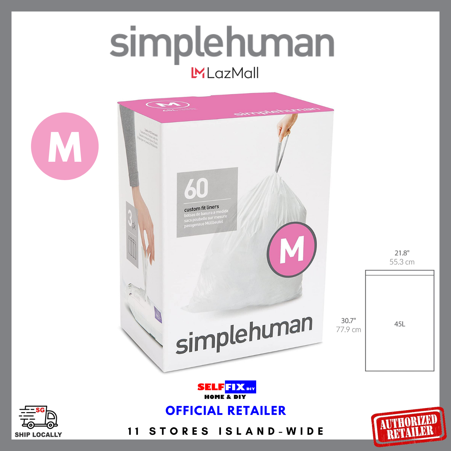 simplehuman code M custom fit liners