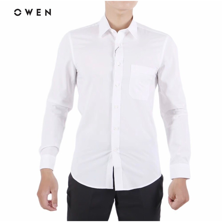 Áo sơ mi dài tay nam owen regular fit trắng modal - ar230326dt