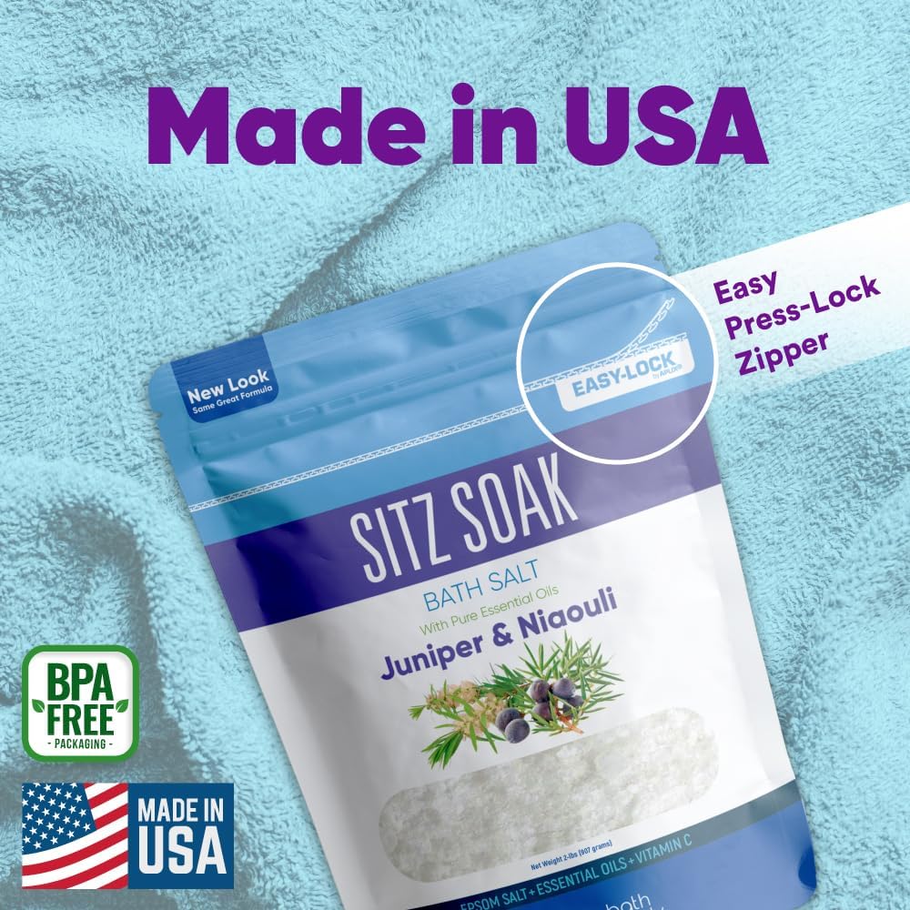 Sitz Salt Sitz Bath Soak 2-Lbs Sitz Salt Epsom Salt Hemorrhoid Soothing with Pure ...