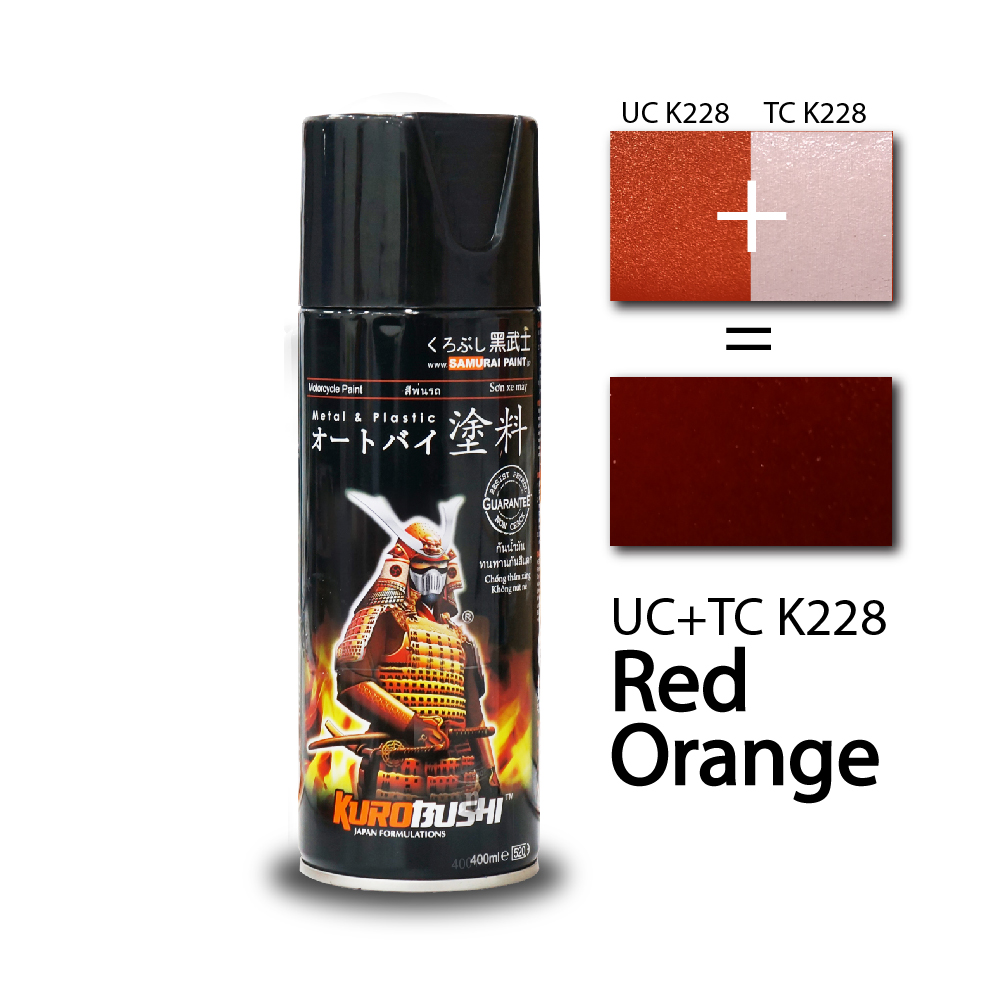 Sơn xịt Samurai màu Cam Đỏ - UCK228 + TCK228 (400ml) (QK xin lưu ý: sản phẩm là lựa chọn 2 loại sơn, chứ không phải combo 2 chai)