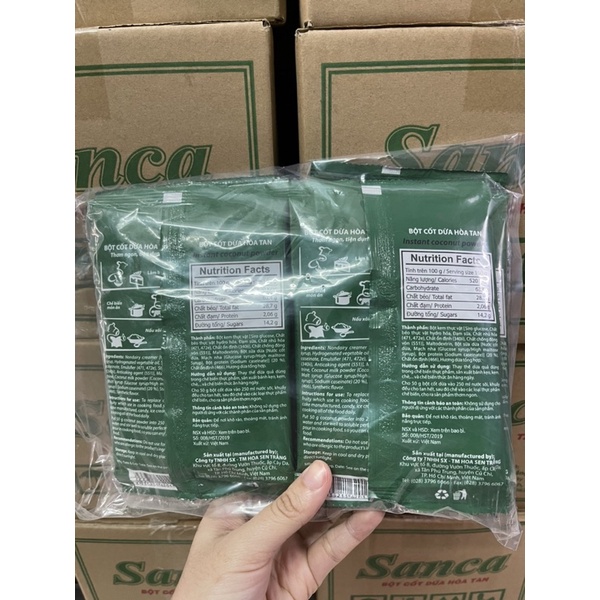 1 lốc (10 gói) Bột cốt dừa Sanca 50g