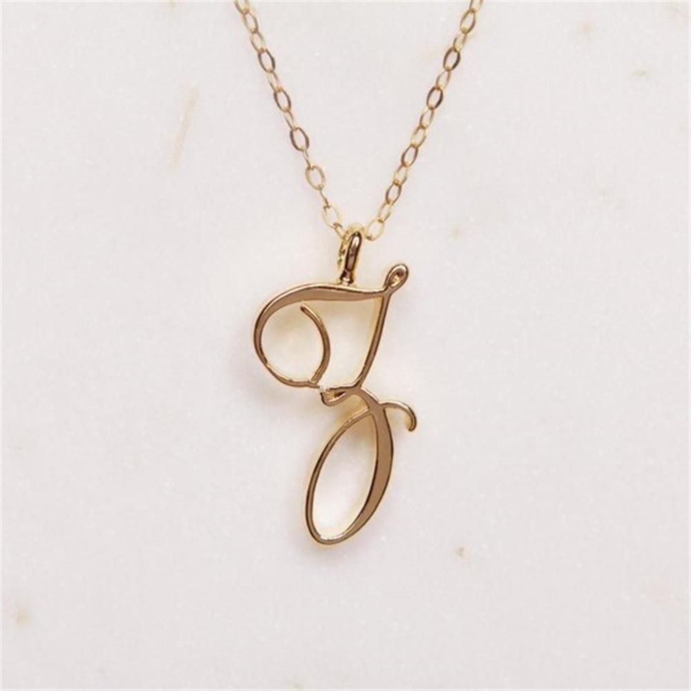 B0868 Jewelry Women Gold Plated Minimalist Luxury Cursive Alphabet Pendant 26 Letters Alphabet Initial Necklace A To Z