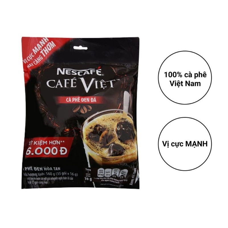 Bịch 35 gói Cà phê đen đá NesCafé Café Việt 560g (16g *35 gói)