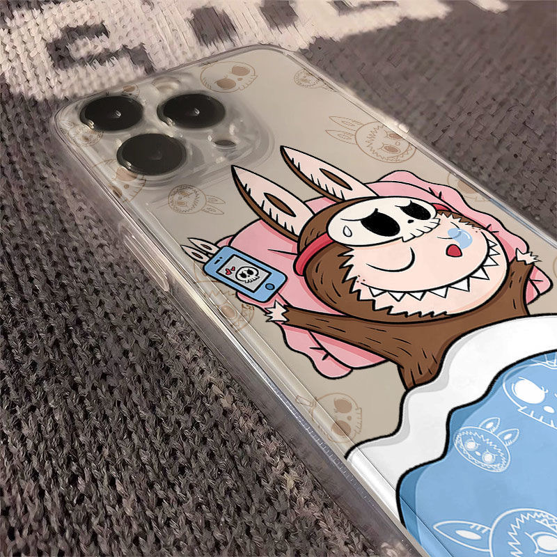 Cute cartoon sleeping LABUBU Clear Space Phone Case For iPhone 11 12 13 14 15 16 Pro Max Mini X XS XR 7 8 plus SE2 SE3 Transparen labubu phone case. 