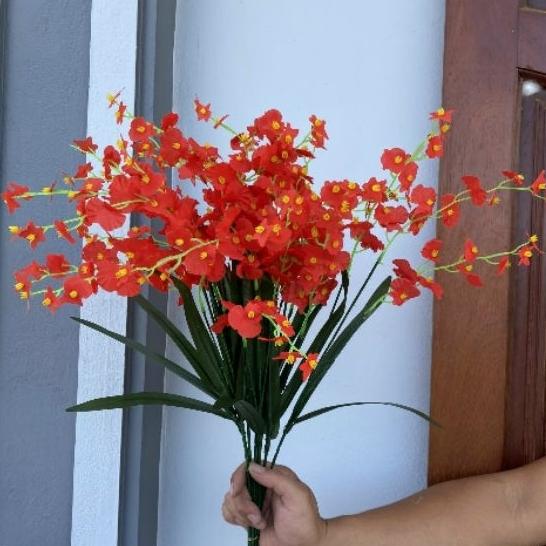 (Hoa lụa) Combo 10 cành lan vũ nữ trang trí