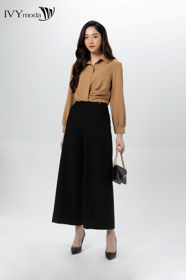 [TỪ 15-19.1|VOUCHER 150K] Áo sơ mi vạt túm lệch IVY moda MS 17B9161
