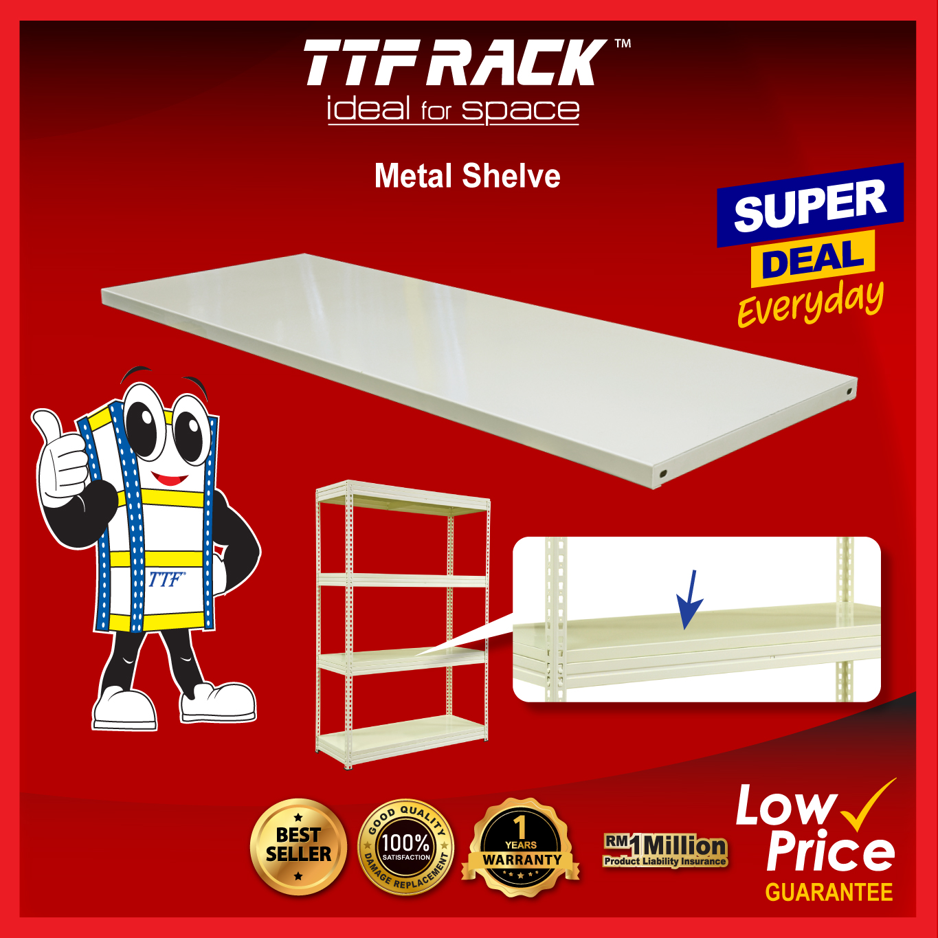 TTF Rack™ (Metal Shelve) Metal Shelve Simple Rack Beige | Lazada