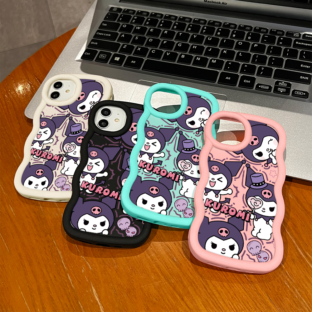 TA for Redmi 14C Back Cover Macaron Wave Soft Silicone Mobile Phone Cover Cartoon Kuromi Pattern Case.