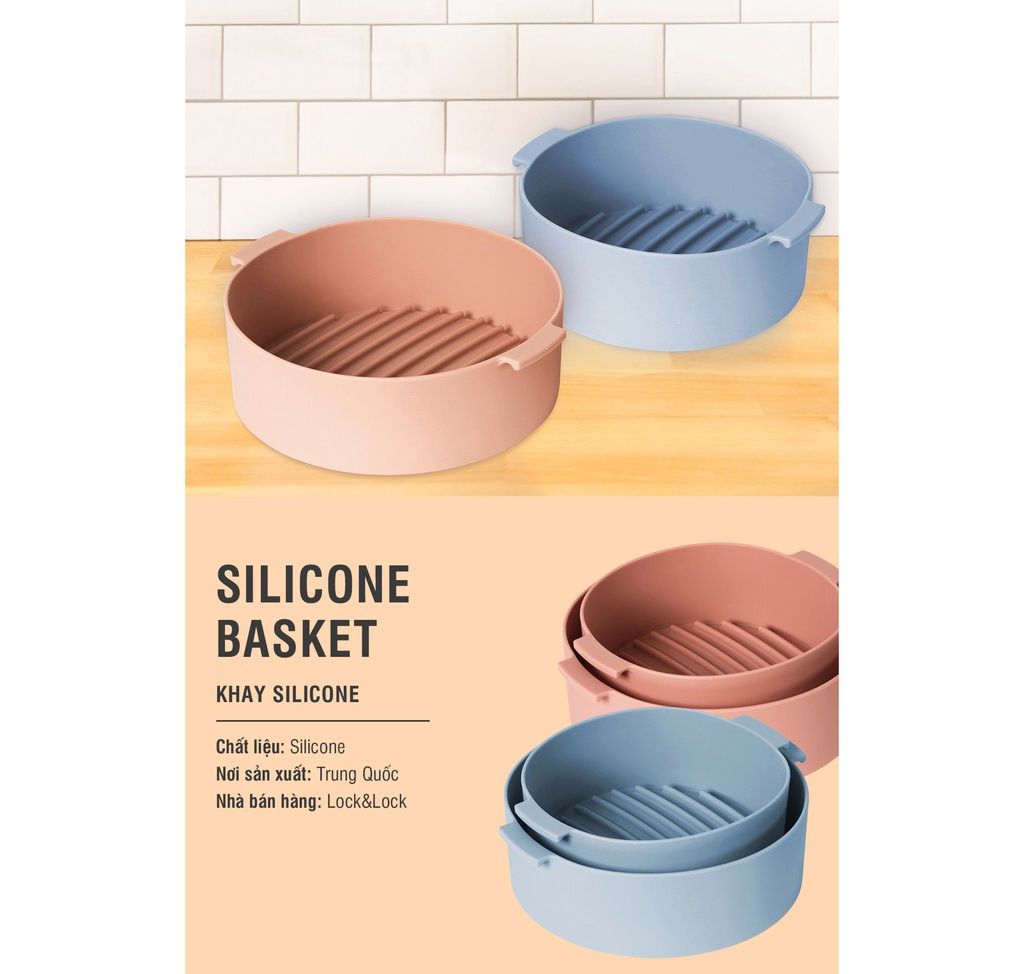Khay silicone dành cho nồi chiên không dầu và lò vi sóng lock&lock 3.5l và 5l ckb002 ckb003