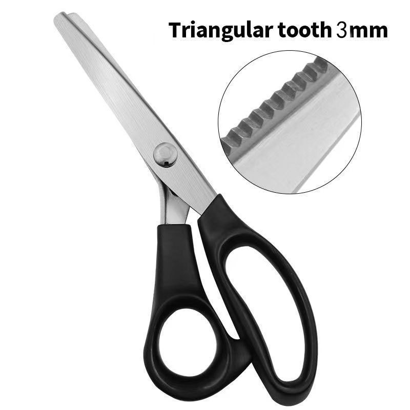 ZUOGUAN Lace scissors, hand-cut selvedge arc wave shears, triangle dogtooth scissors, sawtooth scissors, stainless steel tailoring scissors