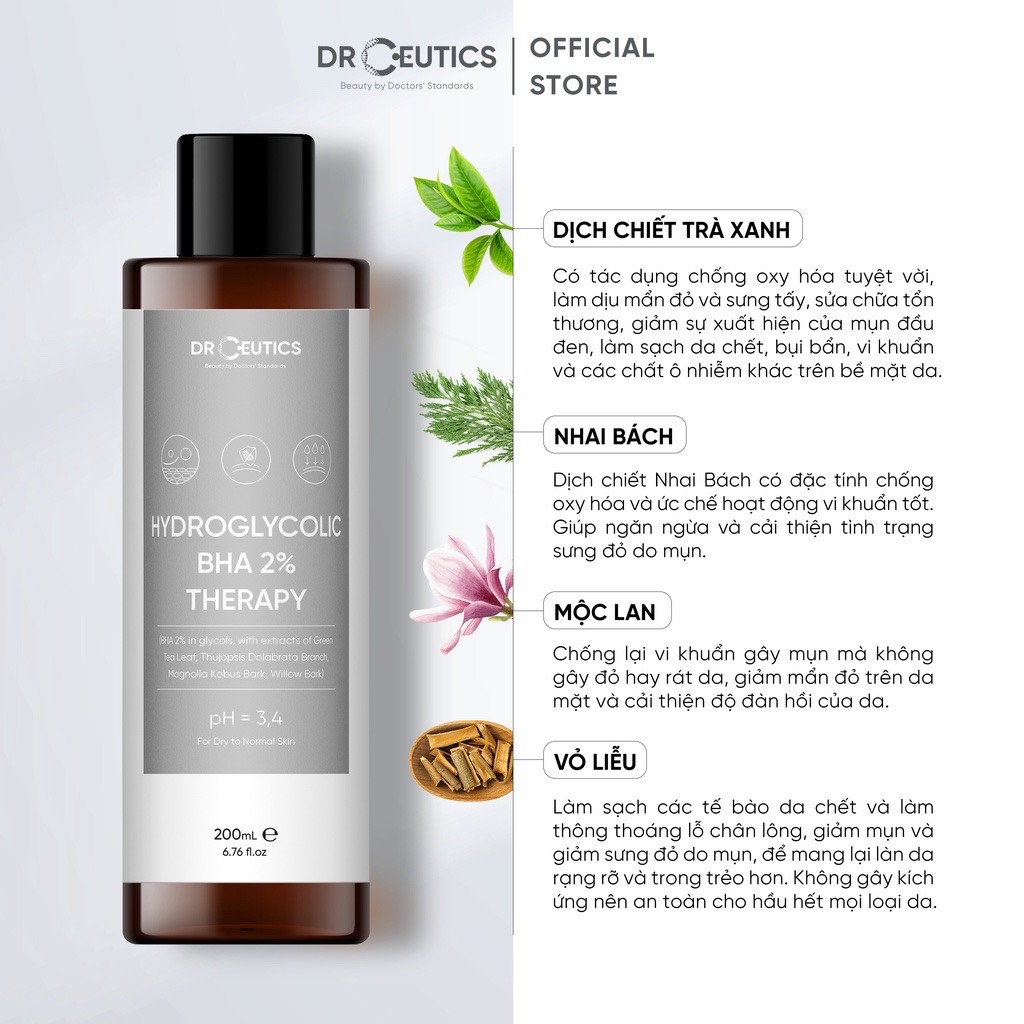 Dung Dịch Làm Sạch Và Cân Bằng Da DrCeutics BHA 2% - 200ml