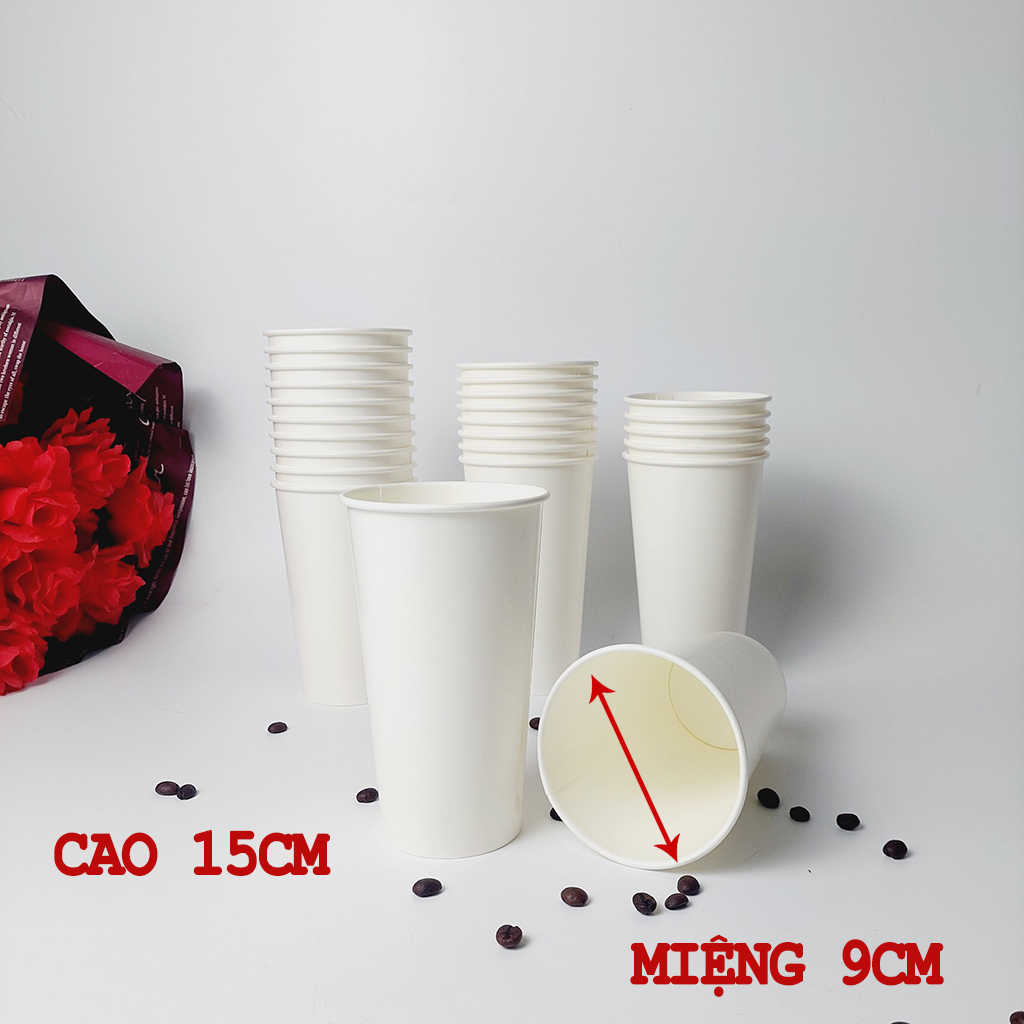 Set 50 ly giấy cốc giấy 660ml - 22oz trắng trơn siêu đẹp