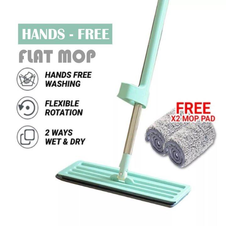 Lazy mop floor brush with wiper 360 rotating，Easily dispose of The