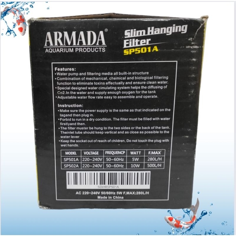 Pompa aquarium aquascape ARMADA SLIM HANGING FILTER SP 501A