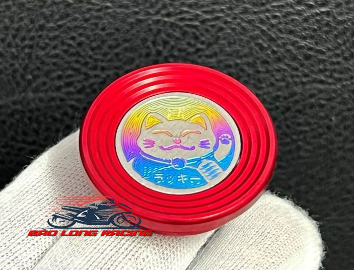 Nắp che Cacte Nhôm CNC tặng kèm Tem TITAN Mèo May Mắn gắn được nhiều loại xe máy Sirius Wave Dream...