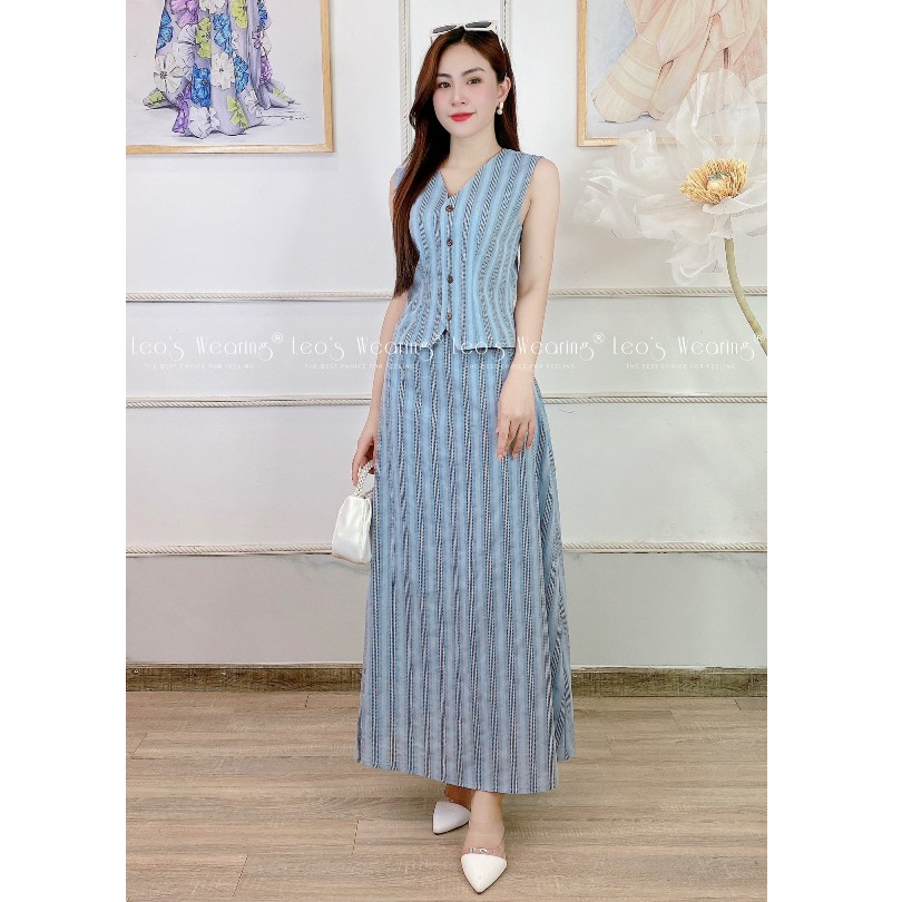C295 LEOSWEARING set váy linen dáng dài