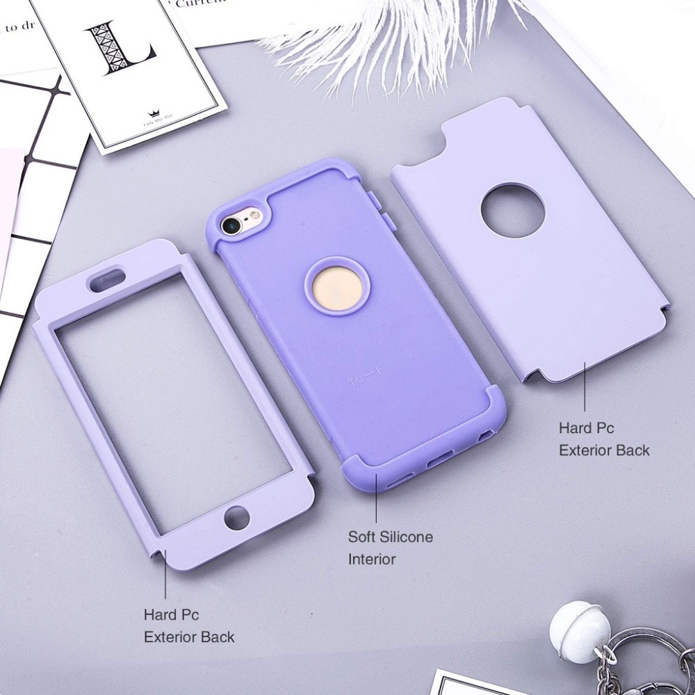 For iPod Touch 7 Case,iPod Touch 6 Case, iPod Touch 5 Case, Three Layer Series Heavy Duty High Impact Armor Case Cover Protective Case for iPod Touch 5/6/7th Generation Gray/Black