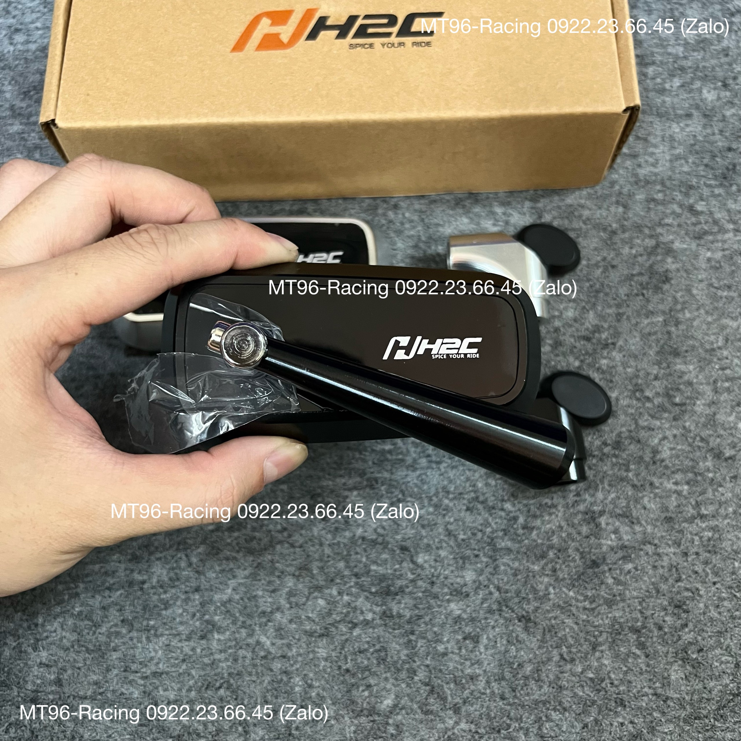 Kính h2c chân ngắn full nhôm cnc siêu nét gắn nhiều dòng xe