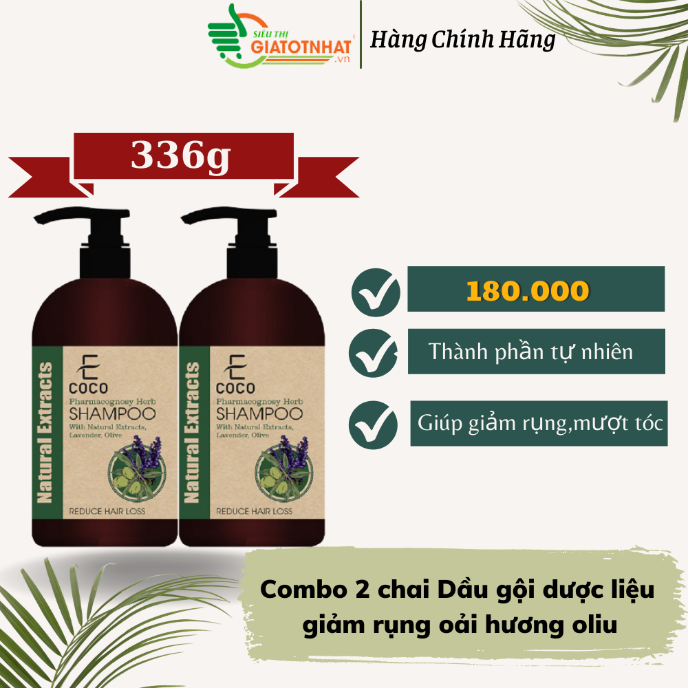Dầu gội dược liệu giảm rụng tóc chiết xuất oải hương ô liu Ecoco 336g(Combo 2 chai) thumbnail