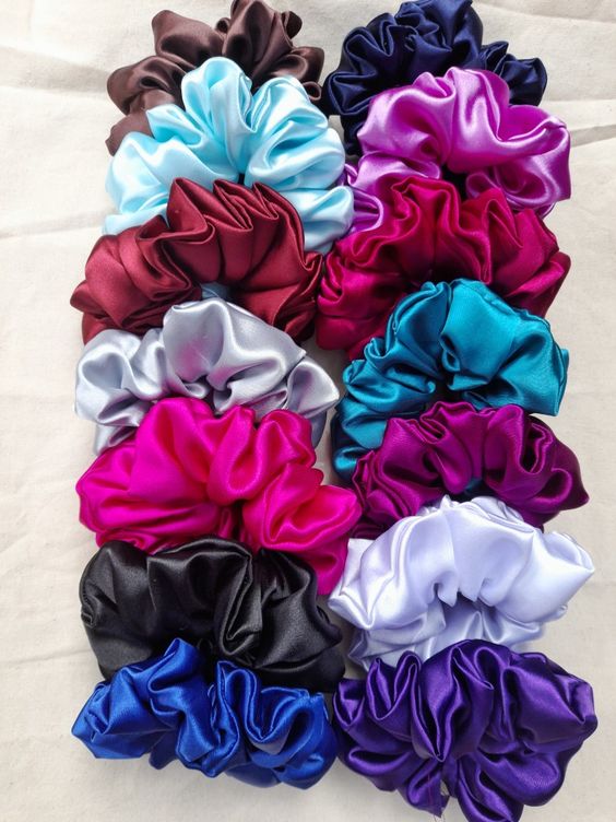 Dây cột tóc vải scrunchies lụa cao cấp màu vỏ sò - geoluhread, nhiều size