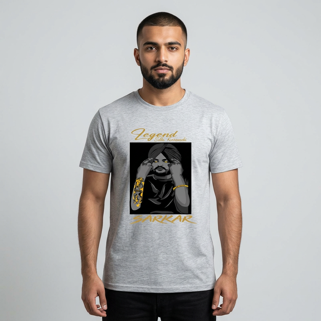 SIdhu Moosewala Printed Summer Cotton Half Sleeves O Neck T Shirt For Men & Boys