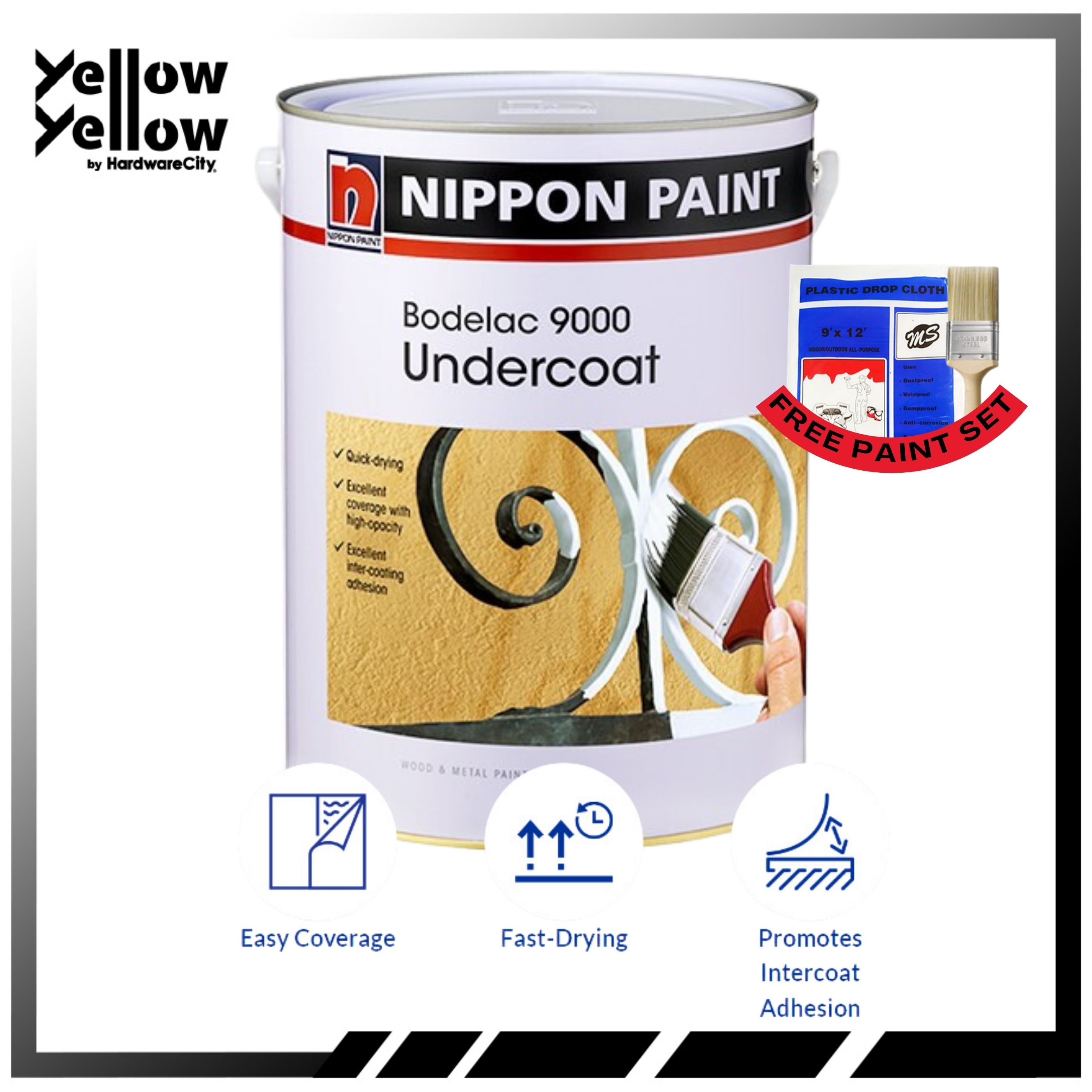 Free Paint Set] Nippon Paint Bodelac 9000 Undercoat White For Wood & Metal  | Lazada Singapore