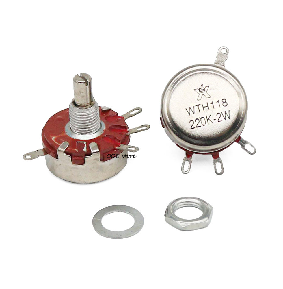 Aexit WTH118 2K2 Ohm Potentiometer – 2W, 4 Anschlüsse, Kohleschicht, 5,9 Mm Welle, Mit Drehknopf – Zum Einstellen Von Timer, Drehzahl & Temperatur