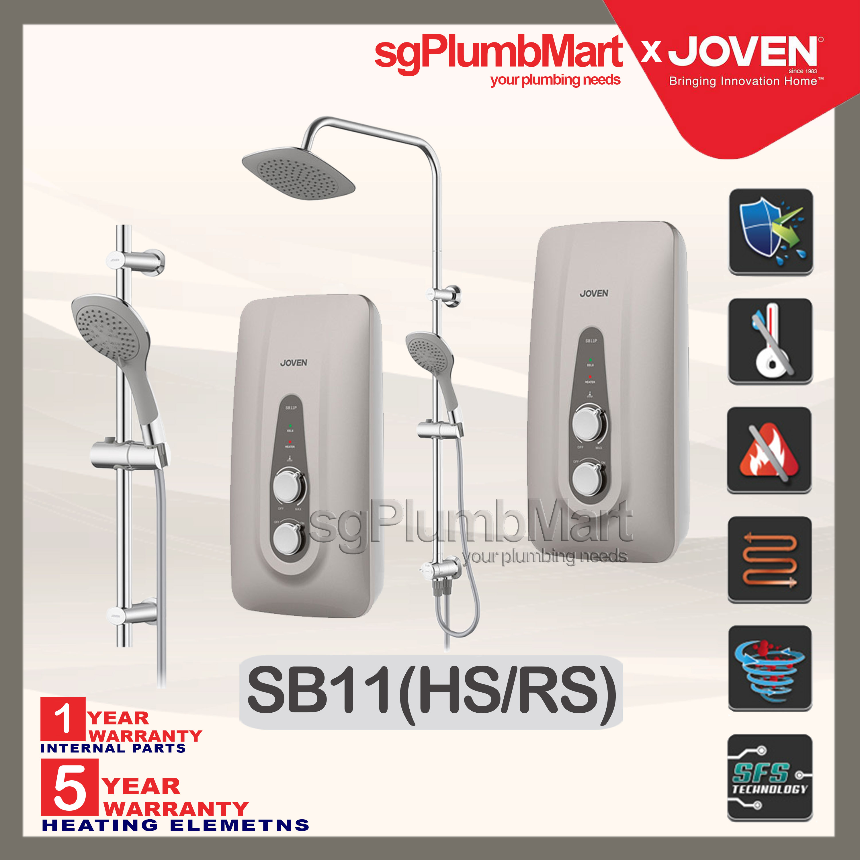 Joven x sgPlumbMart SB11 Instant Water Heater sgPlumbMart  Handshower/Rainshower | Lazada Singapore