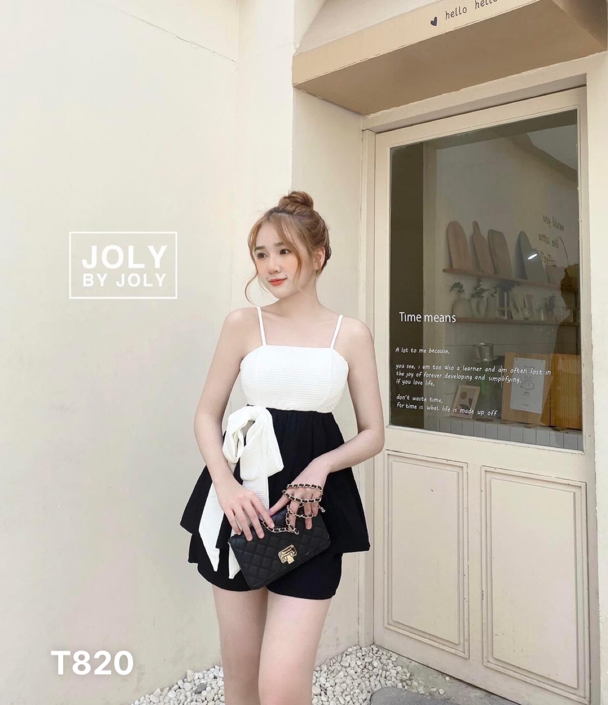 Set bộ 2 dây cột nơ eo dạo phố 2 màu y hình chất liệu lụa T820