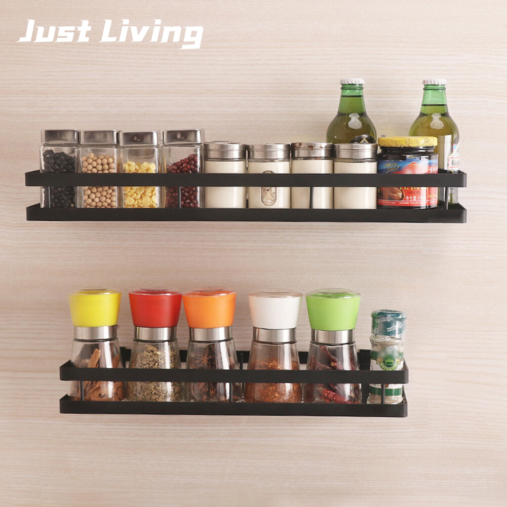 JustLiving Giá Để Đồ Nhà Bếp Giá Để Đồ Treo Gia Vị Nhà Bếp Treo Tường Không Đục Lỗ Giá Sắp Xếp Phòng Tắm (Không Khoan)