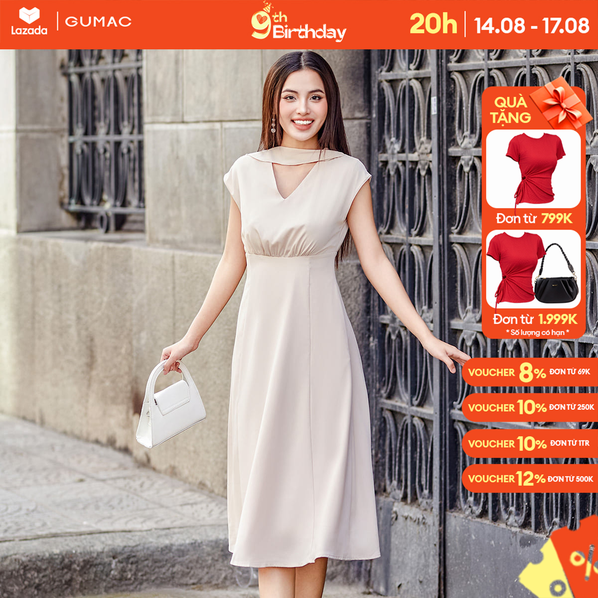 Đầm dáng a phối bèo dd11014 thời trang gumac