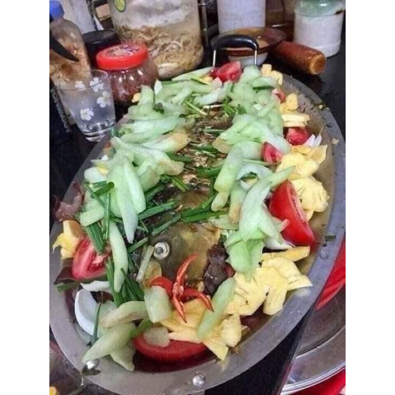 Khay cá chép om dưa - chảo cá chép om dưa