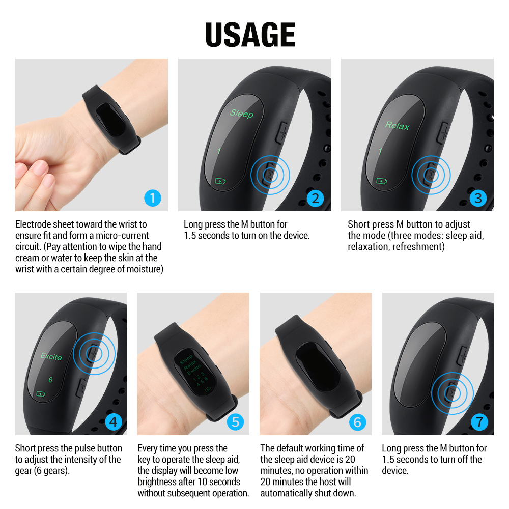 Hailicare Micro-current Intelligent Sleep Aid Low Frequency Pulse Stress Reduction Sleeping Apparatus Insomnia Physical Therapy Watch Wearable Sleeping Device Improve Mood Anxiety USB Charging