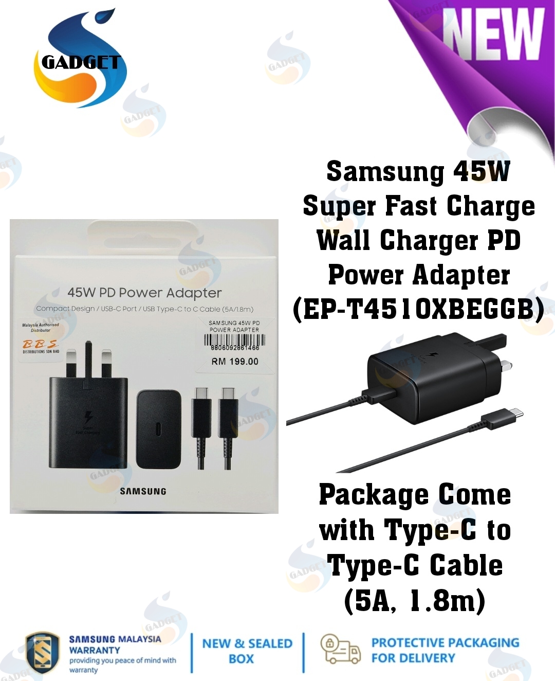 [Original] Samsung 45W Super Fast Charge Wall Charger PD Power Adapter ...