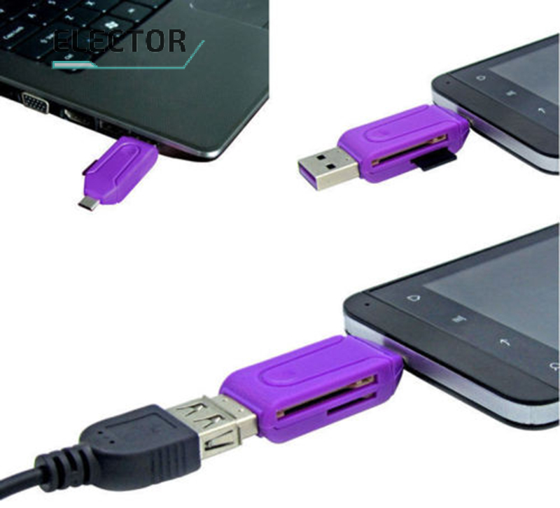 Elector đầu đọc thẻ micro usb otg tf sd cho điện thoại di động