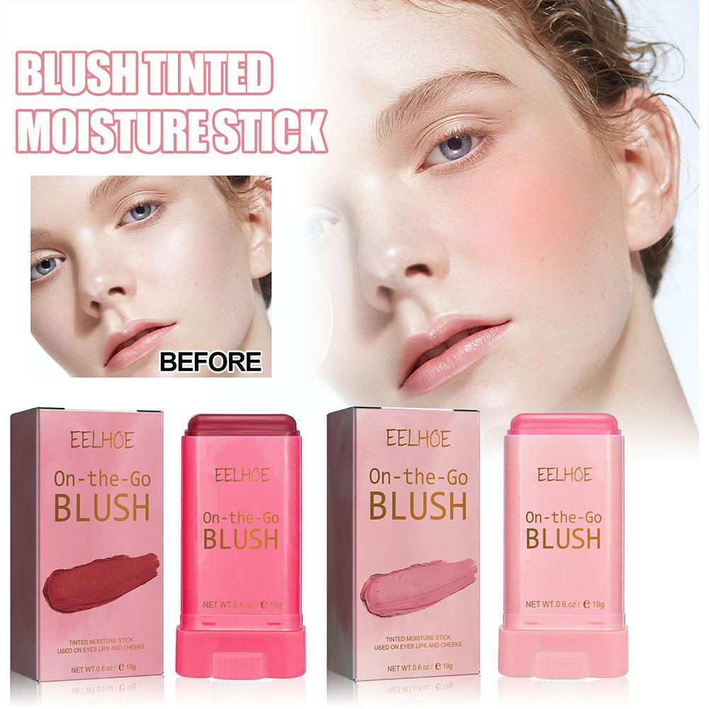 Multi-Use Blush Stick Solid Moisturizer Stick Shadow Pink Makeup Red Cheek Peach Orange Lips Creamy Blusher Waterproof F3L8