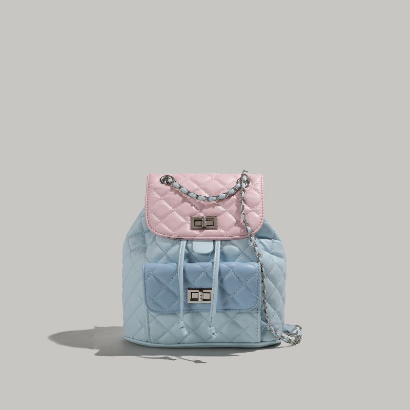 C&K women's backpack high-end backpack women's rhombus chain niche school bag travel small backpack