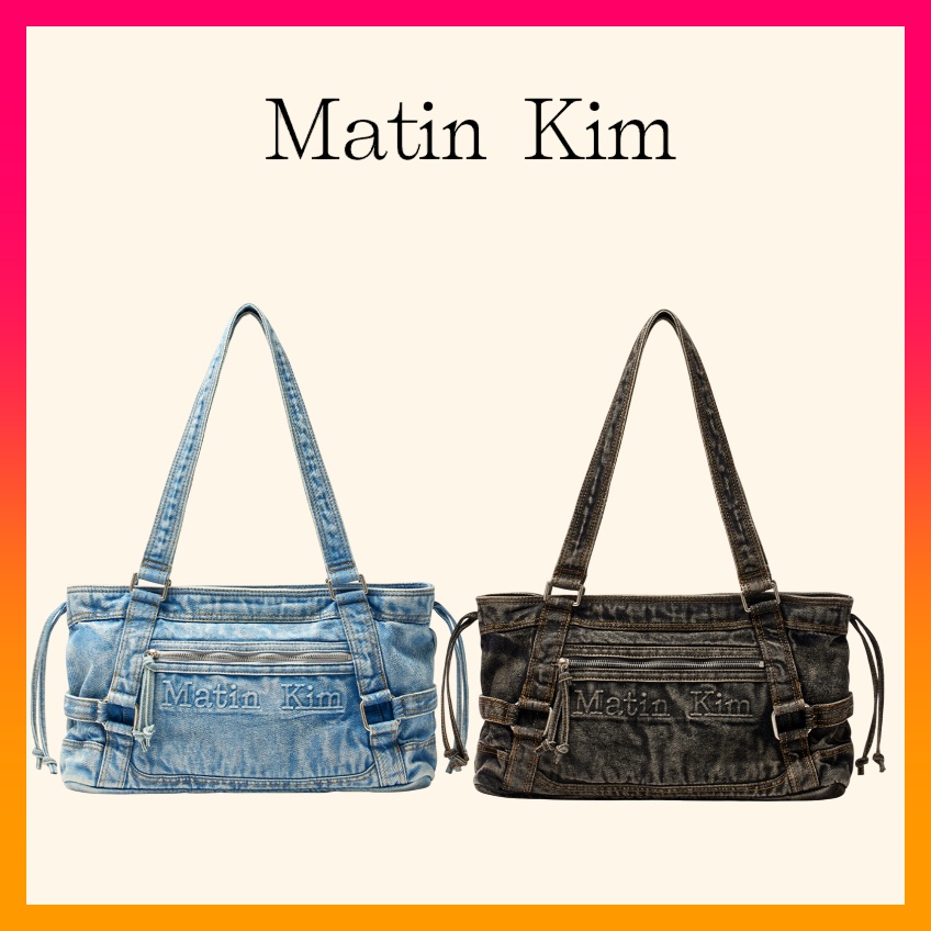 MATIN KIM MATIN WASHED DENIM SQUARE BAG (2025New) | Lazada