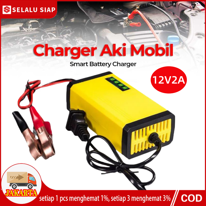 Charger Aki Portable 12V 2A Baterai Motor Mobil Sparepart Motor Listrik  Colokan Indikator LED Pengisi Daya Baterai Mobil Motor 12V 2A Layar LED  220V