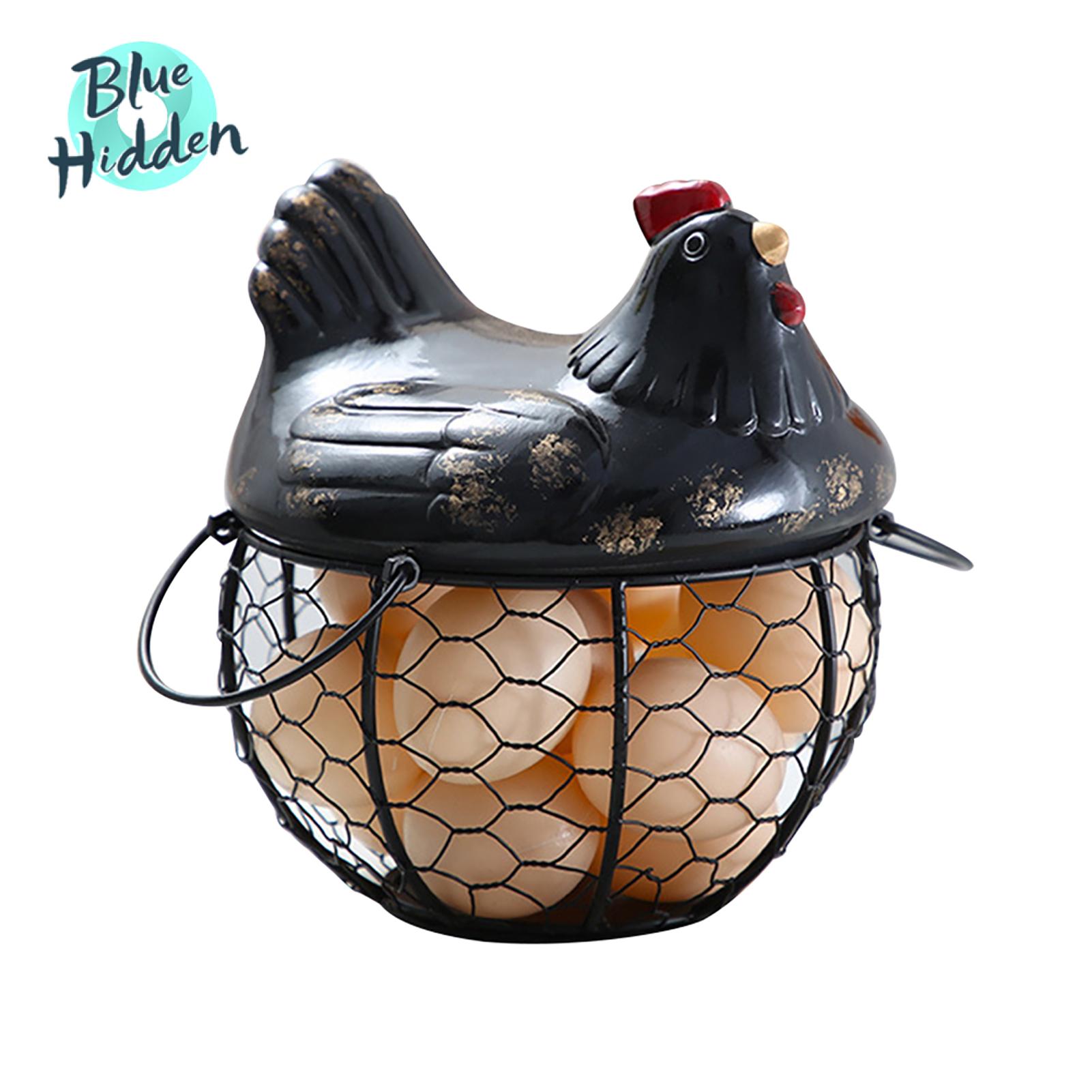 BlueH Egg Storage Basket Chicken Shape Decoration Iron Anti-slip Egg Storage Container for Kitchen