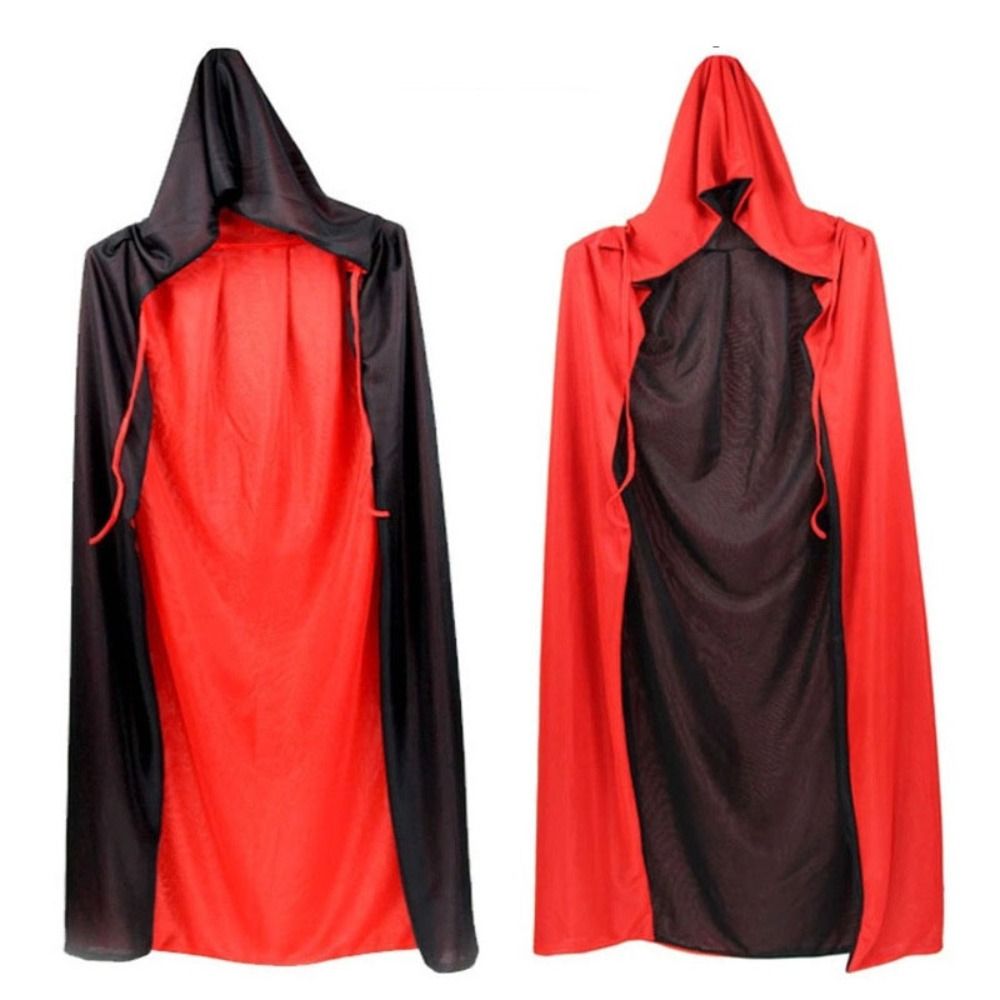 NNIWEEI Đạo cụ trang điểm Áo choàng Ma Cà Rồng Halloween Trang phục hóa trang Đeo ở cả hai bên Áo choàng trùm đầu quỷ Mới Đen Đỏ Áo choàng Dracula Trang phục halloween