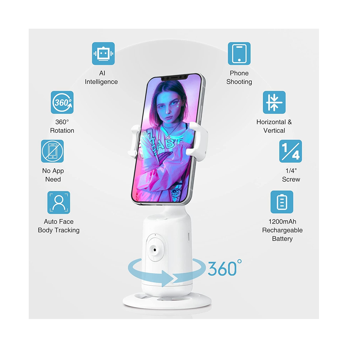 Auto Face Tracking Tripod with Remote No App Phone Holder for Vlog, Streaming,Video (Black)