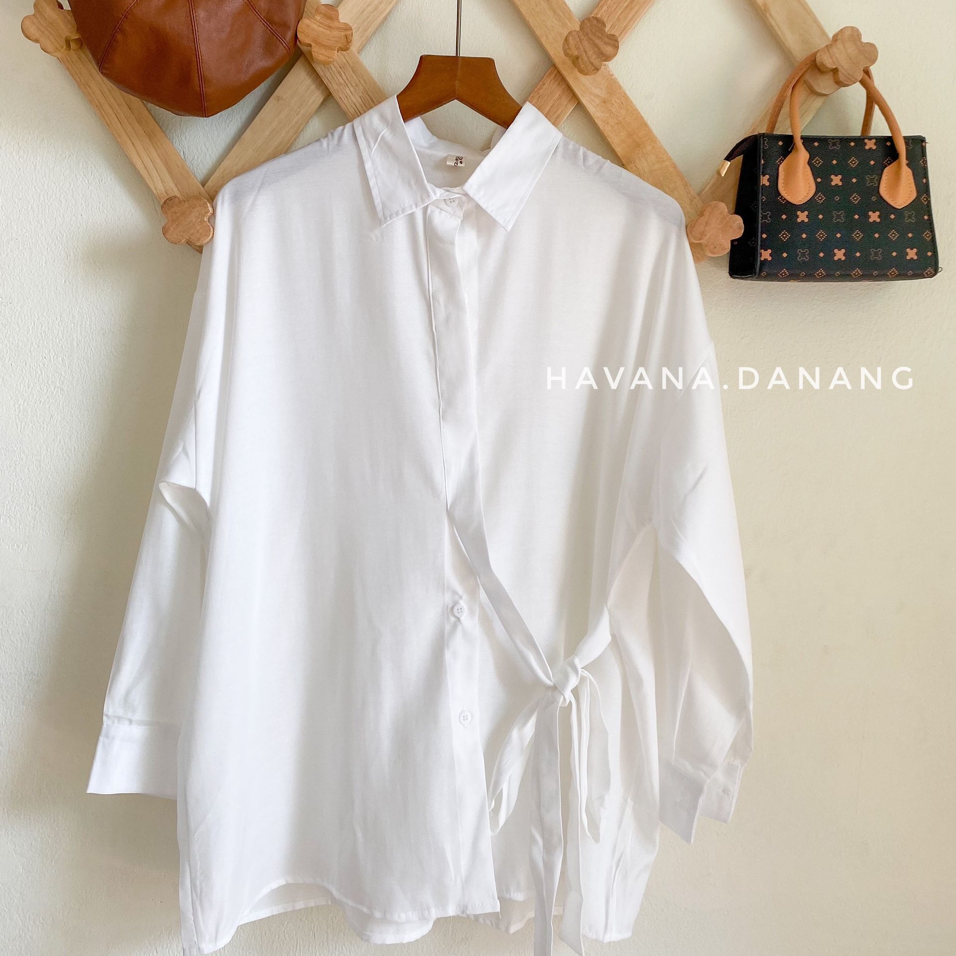 Áo sơ mi lụa nữ dài tay, sơ mi buộc eo mềm mịn freesize