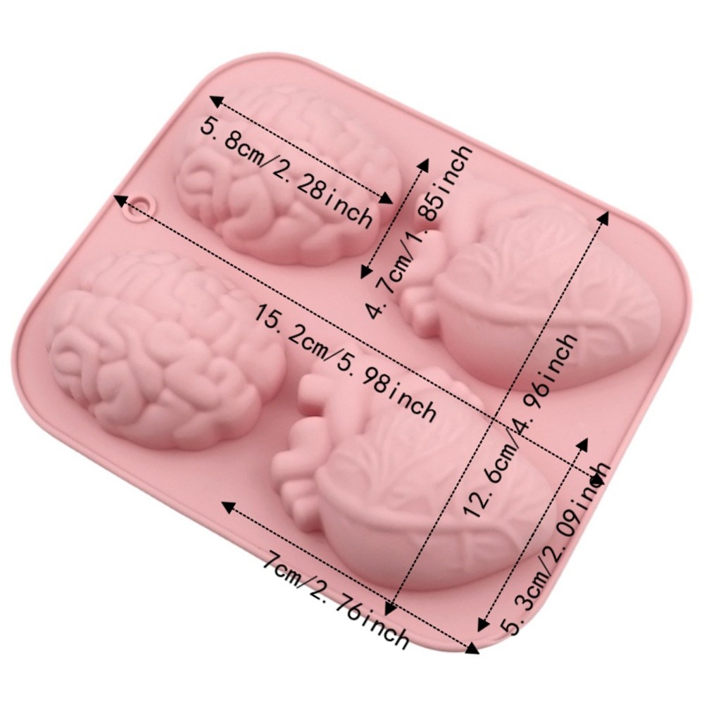 Multi-functional 4 Cavity Halloween Heart Brain Baking Mold Silicone Heat-resistant Organ Shape Baking Mold DIY 3D Ice Cube Tray Pudding.