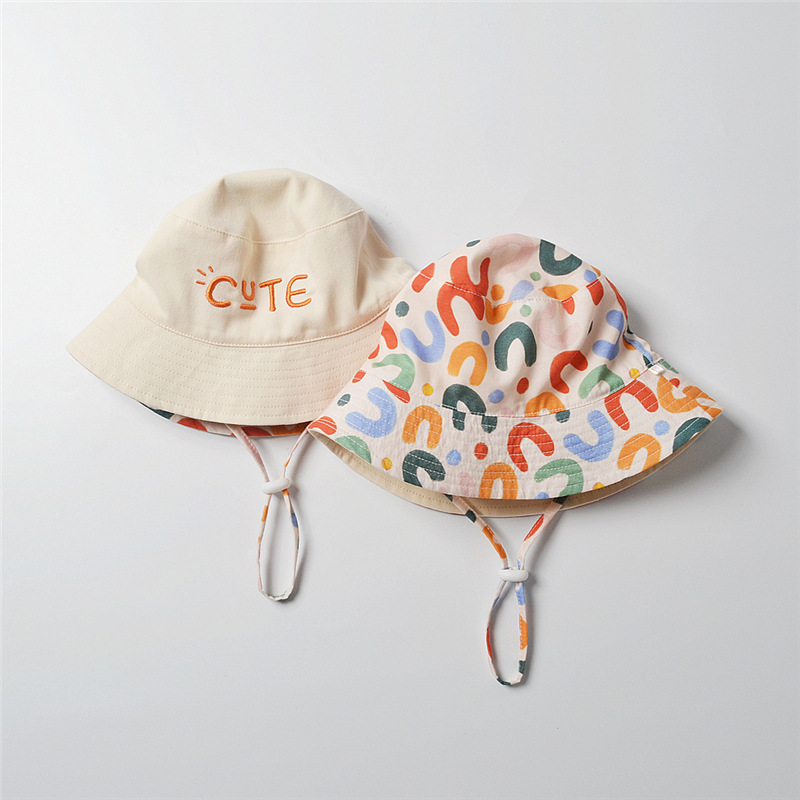 Cotton Baby Cute Double-sided Bucket Hats Classical Boys Girls Fisherman Hat For Kids 0-10 Years
