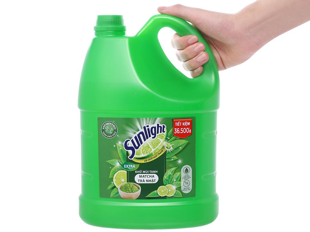 Nước rửa chén Sunlight Extra trà xanh matcha Nhật Bản can 3.6kg