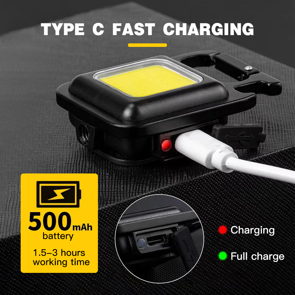Di động LIXADA đèn pin mini có thể sạc qua USB đèn LED chiếu sáng trên tàu đèn Đèn móc khóa với cái mở nắp chai cho đi câu đi bộ đường dài cắm trại khẩn cấp ngoài trời
