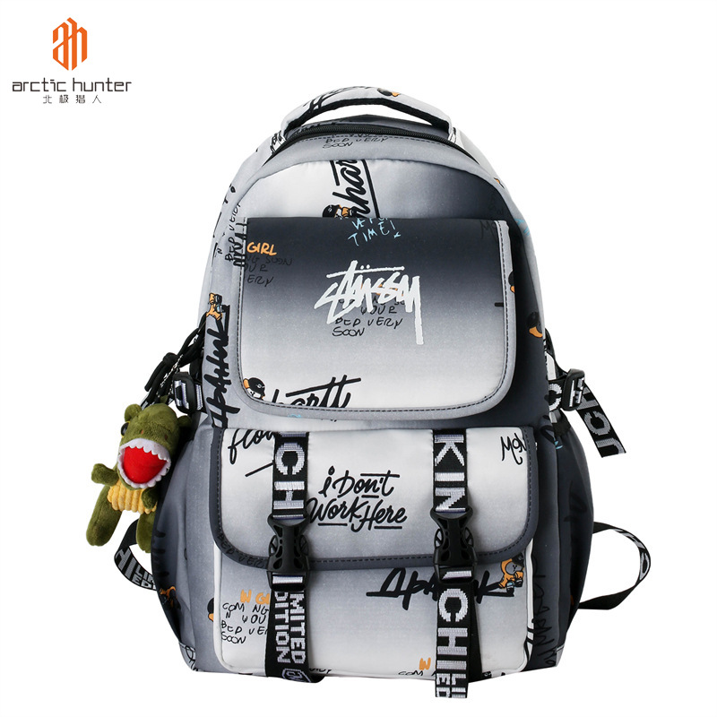 ARCTIC HUNTER Student backpack fashion graffiti large capacity backpack junior high school college student school bag